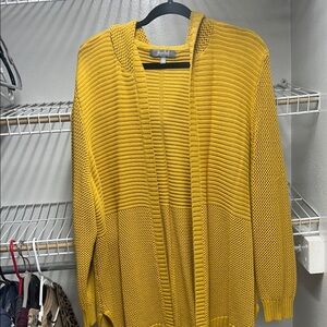 Marled Mustard Hooded Open-Front Cardigan